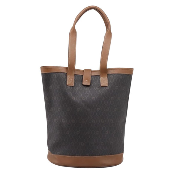 Christian Dior Honeycomb Tote Bag PVC Black Brown Auth ka6433A