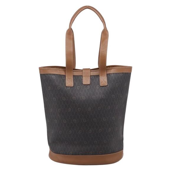 Christian Dior Honeycomb Tote Bag PVC Black Brown Auth ka6433A
