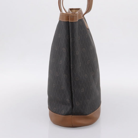 Christian Dior Honeycomb Tote Bag PVC Black Brown Auth ka6433A