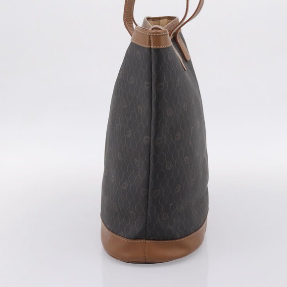 Christian Dior Honeycomb Tote Bag PVC Black Brown Auth ka6433A