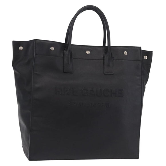 Saint Laurent Rive Gauche Tote Bag Leather Black Silver 663970 Auth ka6437M