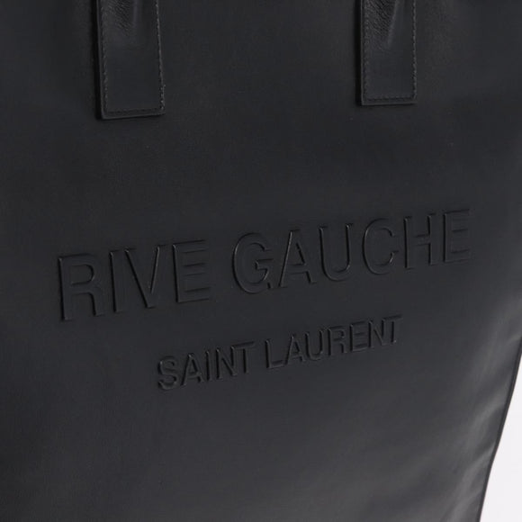 Saint Laurent Rive Gauche Tote Bag Leather Black Silver 663970 Auth ka6437M