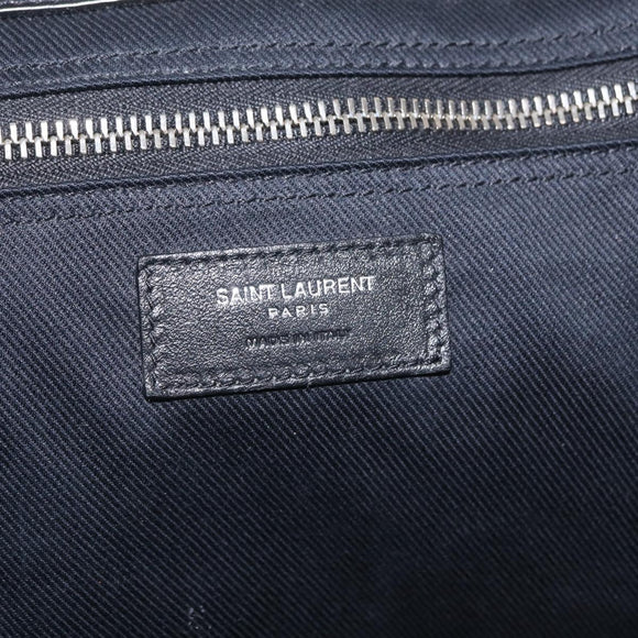 Saint Laurent Rive Gauche Tote Bag Leather Black Silver 663970 Auth ka6437M