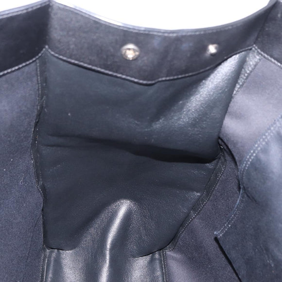 Saint Laurent Rive Gauche Tote Bag Leather Black Silver 663970 Auth ka6437M