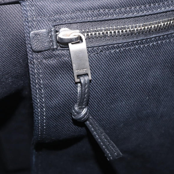 Saint Laurent Rive Gauche Tote Bag Leather Black Silver 663970 Auth ka6437M