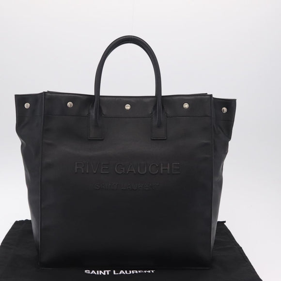 Saint Laurent Rive Gauche Tote Bag Leather Black Silver 663970 Auth ka6437M