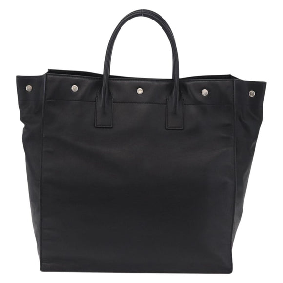 Saint Laurent Rive Gauche Tote Bag Leather Black Silver 663970 Auth ka6437M