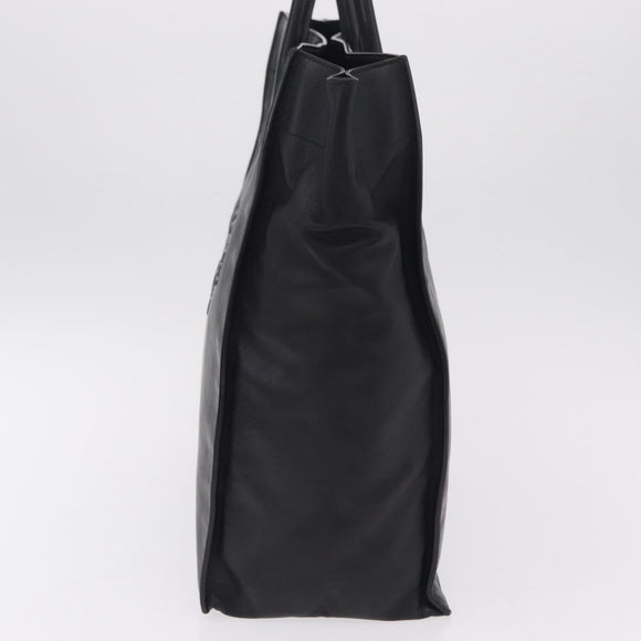 Saint Laurent Rive Gauche Tote Bag Leather Black Silver 663970 Auth ka6437M