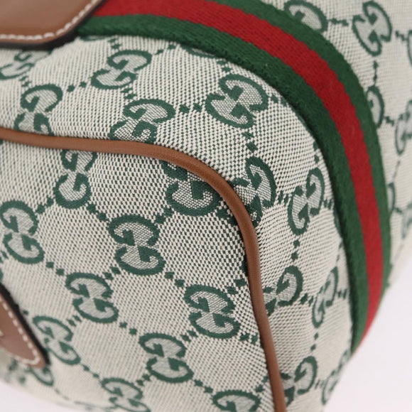 GUCCI GG Canvas Web Sherry Line Hand Bag 2way Green Gold 856055 Auth ka6448M