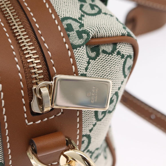 GUCCI GG Canvas Web Sherry Line Hand Bag 2way Green Gold 856055 Auth ka6448M