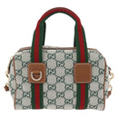GUCCI GG Canvas Web Sherry Line Hand Bag 2way Green Gold 856055 Auth ka6448M-2