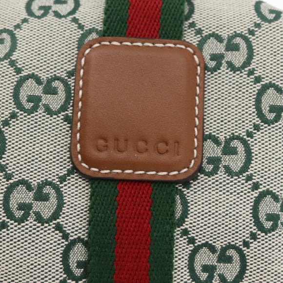 GUCCI GG Canvas Web Sherry Line Hand Bag 2way Green Gold 856055 Auth ka6448M