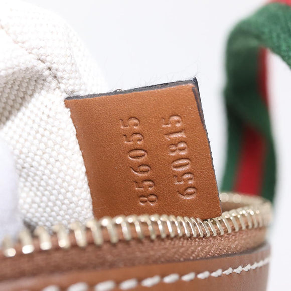 GUCCI GG Canvas Web Sherry Line Hand Bag 2way Green Gold 856055 Auth ka6448M