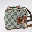 GUCCI GG Canvas Web Sherry Line Hand Bag 2way Green Gold 856055 Auth ka6448M-4
