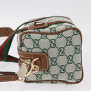 GUCCI GG Canvas Web Sherry Line Hand Bag 2way Green Gold 856055 Auth ka6448M-5