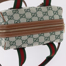 GUCCI GG Canvas Web Sherry Line Hand Bag 2way Green Gold 856055 Auth ka6448M-6