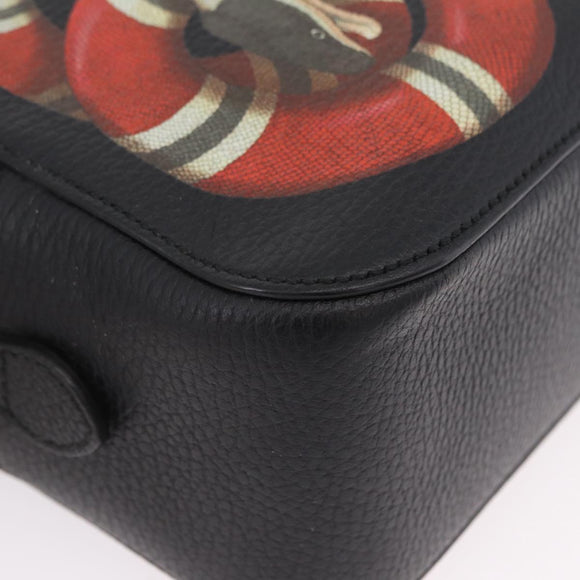 GUCCI Snake Shoulder Bag Leather Black Gold Tone 453565 Auth ka6449V