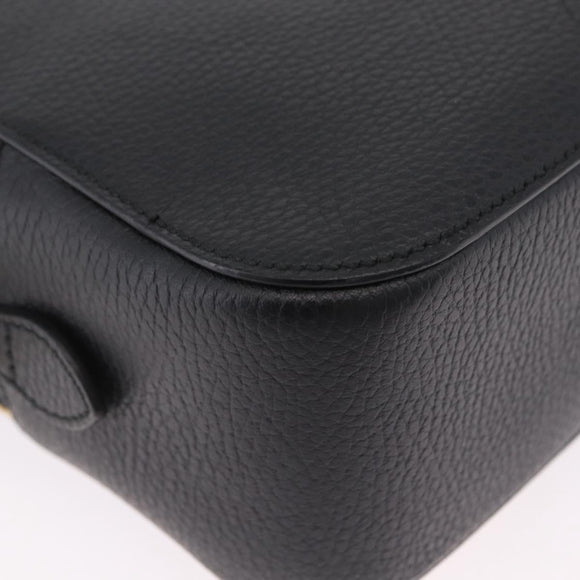 GUCCI Snake Shoulder Bag Leather Black Gold Tone 453565 Auth ka6449V