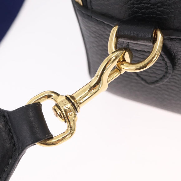GUCCI Snake Shoulder Bag Leather Black Gold Tone 453565 Auth ka6449V