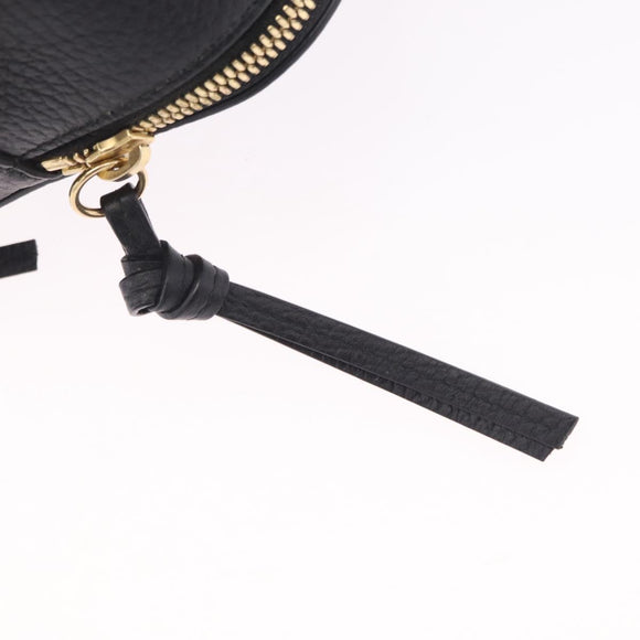 GUCCI Snake Shoulder Bag Leather Black Gold Tone 453565 Auth ka6449V