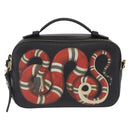 GUCCI Snake Shoulder Bag Leather Black Gold Tone 453565 Auth ka6449V-13