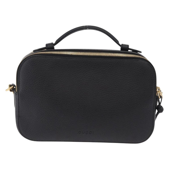 GUCCI Snake Shoulder Bag Leather Black Gold Tone 453565 Auth ka6449V