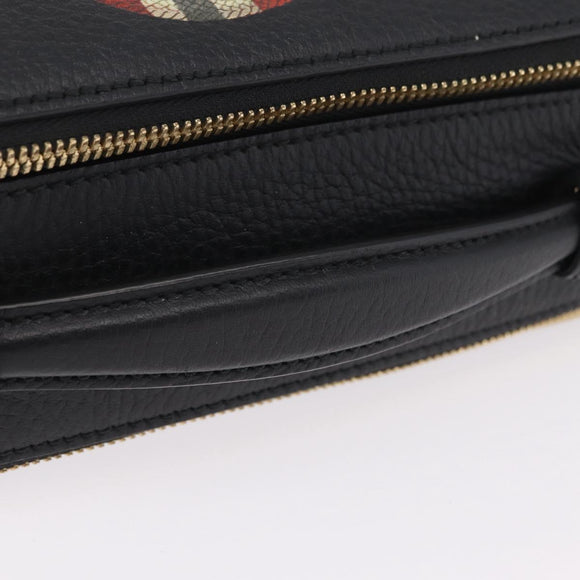 GUCCI Snake Shoulder Bag Leather Black Gold Tone 453565 Auth ka6449V