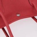 HERMES Garden Party PM Tote Bag Leather Pink Silver Auth ka6450V-15