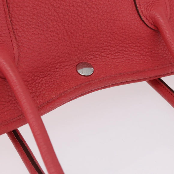 HERMES Garden Party PM Tote Bag Leather Pink Silver Auth ka6450V