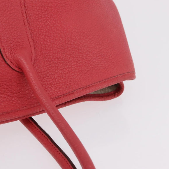 HERMES Garden Party PM Tote Bag Leather Pink Silver Auth ka6450V