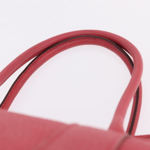 HERMES Garden Party PM Tote Bag Leather Pink Silver Auth ka6450V