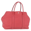HERMES Garden Party PM Tote Bag Leather Pink Silver Auth ka6450V-1