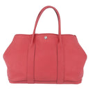 HERMES Garden Party PM Tote Bag Leather Pink Silver Auth ka6450V-13
