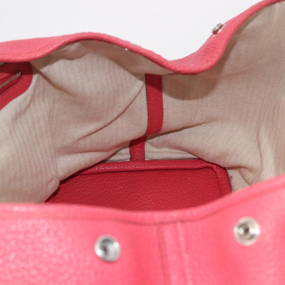 HERMES Garden Party PM Tote Bag Leather Pink Silver Auth ka6450V