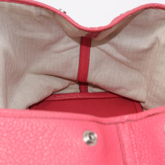 HERMES Garden Party PM Tote Bag Leather Pink Silver Auth ka6450V