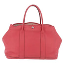 HERMES Garden Party PM Tote Bag Leather Pink Silver Auth ka6450V-2