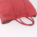 HERMES Garden Party PM Tote Bag Leather Pink Silver Auth ka6450V-8