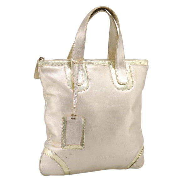 LOEWE Hand Bag Leather Gold Auth ka6452A