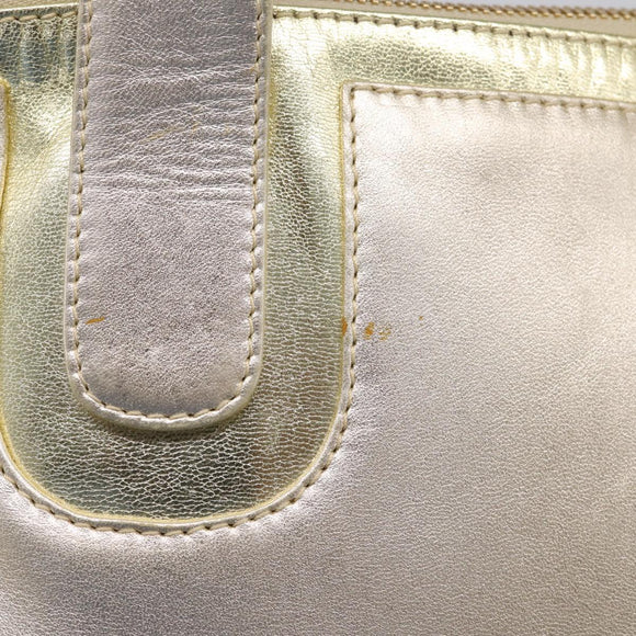 LOEWE Hand Bag Leather Gold Auth ka6452A