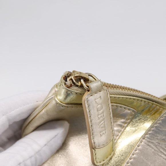 LOEWE Hand Bag Leather Gold Auth ka6452A