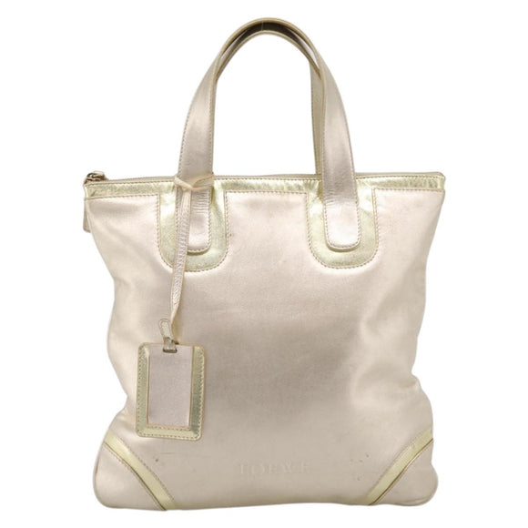 LOEWE Hand Bag Leather Gold Auth ka6452A