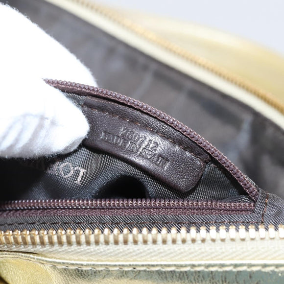 LOEWE Hand Bag Leather Gold Auth ka6452A