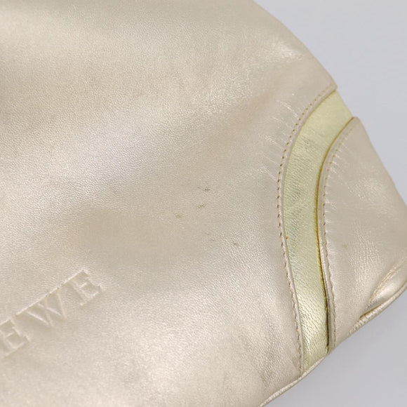 LOEWE Hand Bag Leather Gold Auth ka6452A