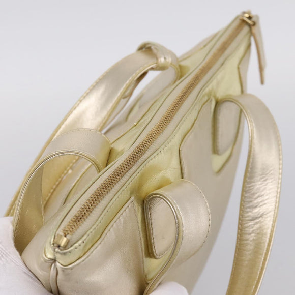 LOEWE Hand Bag Leather Gold Auth ka6452A