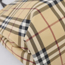 BURBERRY Nova Check Hand Bag PVC Leather Beige Silver Auth ka6453-14