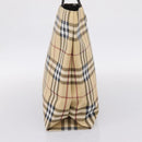 BURBERRY Nova Check Hand Bag PVC Leather Beige Silver Auth ka6453-3