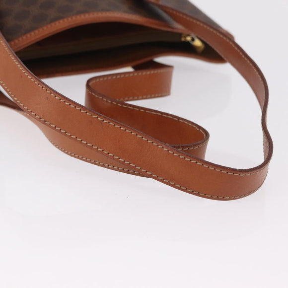 CELINE Macadam Tote Bag PVC Brown Gold Tone Auth ka6459