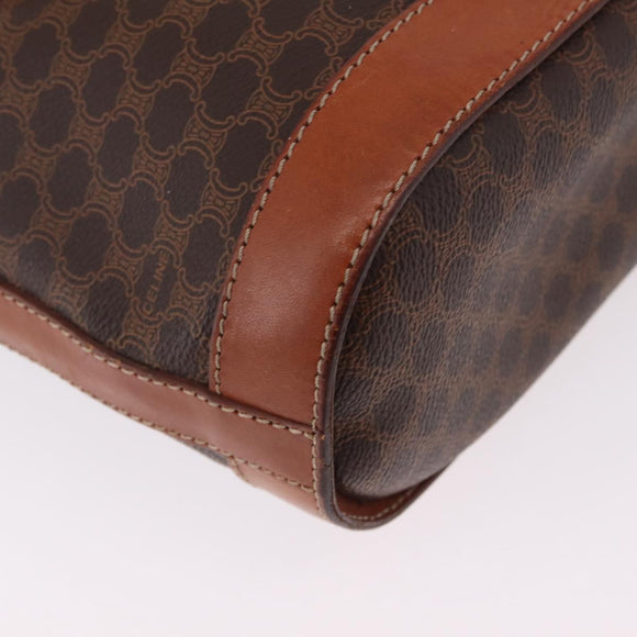 CELINE Macadam Tote Bag PVC Brown Gold Tone Auth ka6459
