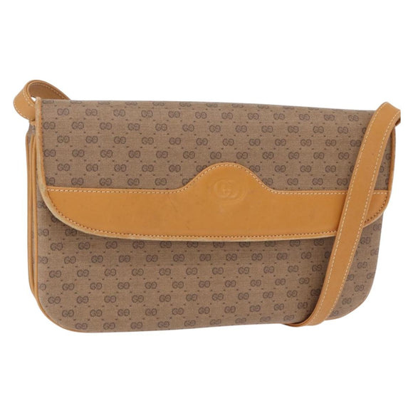 GUCCI Micro GG Shoulder Bag PVC Beige Gold Tone 004 106 0024 Auth ka6460
