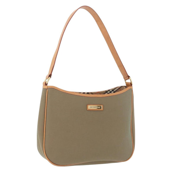 BURBERRY Shoulder Bag Canvas Beige Gold Tone Auth ka6461